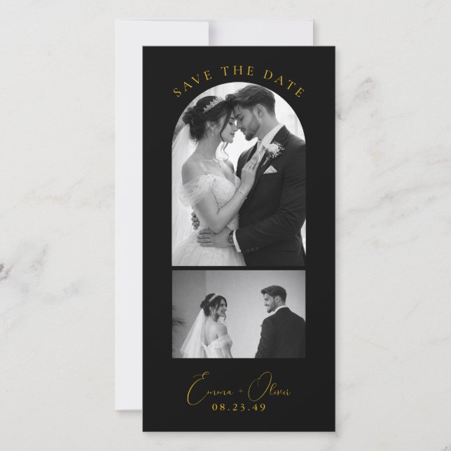 Luxury Black & Gold Wedding Bookmark Save the Date (Devant)