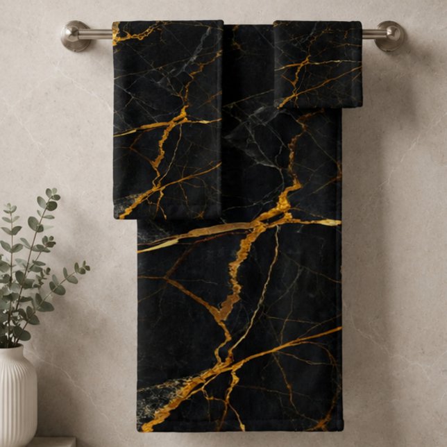 Luxury Black Marble Gold Monogram Business Brand (Créateur téléchargé)