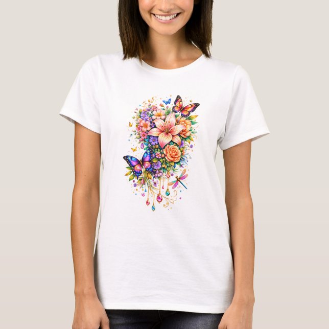 Luxury Butterfly Floral Women’s T-Shirt (Devant)