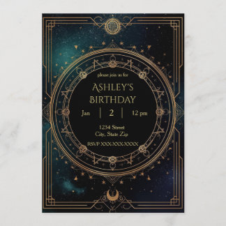 Luxury Celestial Birthday Invitation – Midnight
