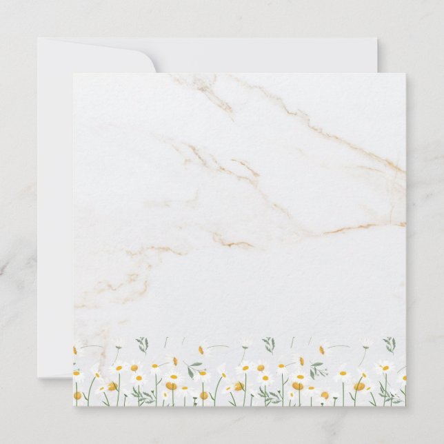 Luxury Daisy Gold Frame Marble Blank Card (Devant)