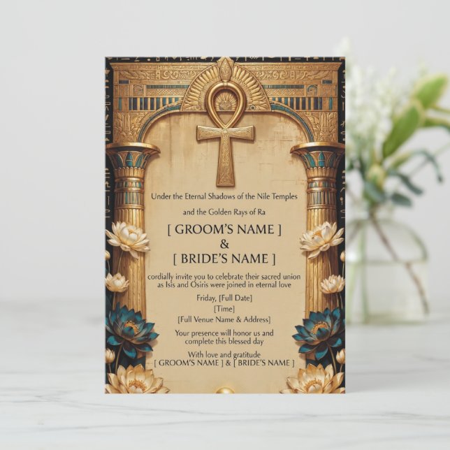 Luxury Egyptian Pharaoh Wedding Invitation | Golde (Debout devant)