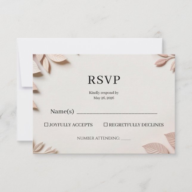 Luxury Elegant Floral Wedding RSVP Reply Card  (Devant)