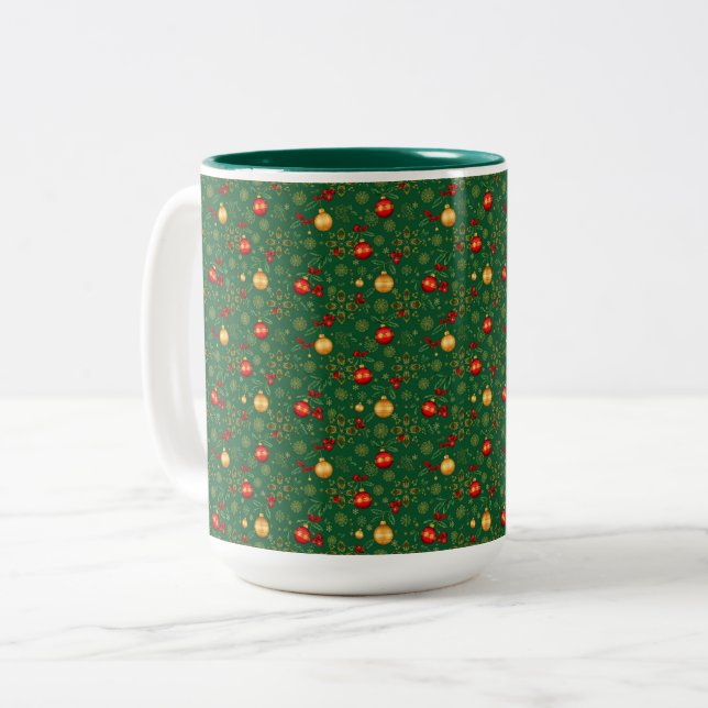 Luxury Emerald Green & Gold Christmas Coffee Mug  (Devant gauche)
