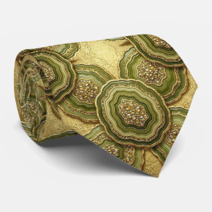 Luxury Faux Silk Col cravate olivâtre + géode do