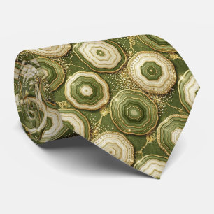 Luxury Faux Silk Col cravate olivâtre + géode do