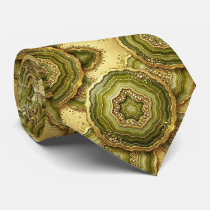 Luxury Faux Silk Col cravate olivâtre + géode do
