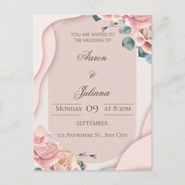 Luxury Floral Wedding Invitation (Devant)