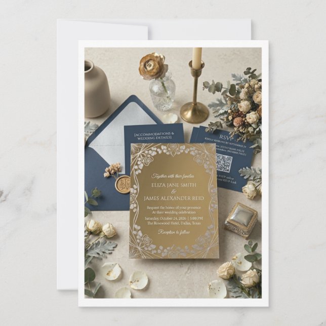 Luxury Gold Acrylic Wedding Invitation Suite  (Devant)
