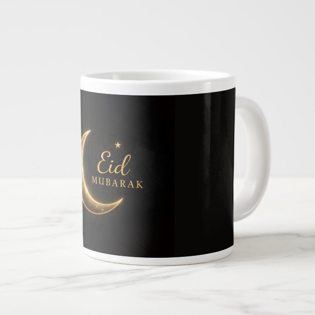Luxury Gold Crescent Eid Mubarak Mug – Modern Isla (Devant droit)