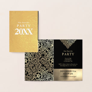 Luxury Gold Foil Black Nouvel An Invitations
