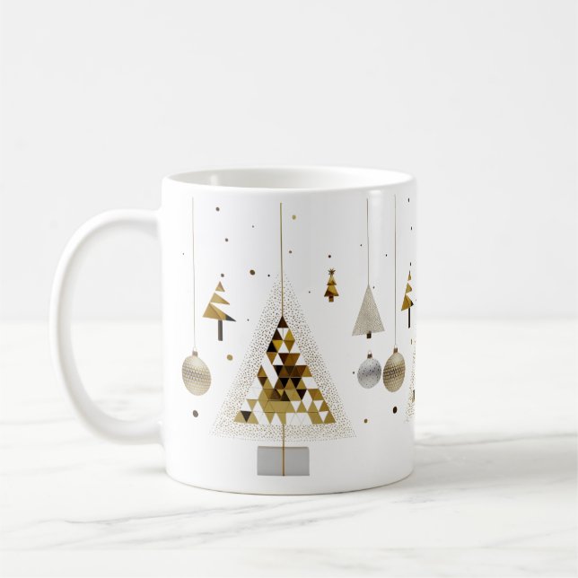 Luxury Gold Geometric Triangle Tree Classic Mug  (Gauche)
