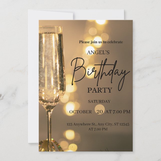 Luxury Gold Lights Birthday Invitation (Devant)