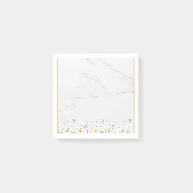 Luxury Gold Marble Daisy Post-it Notes Block (Devant)