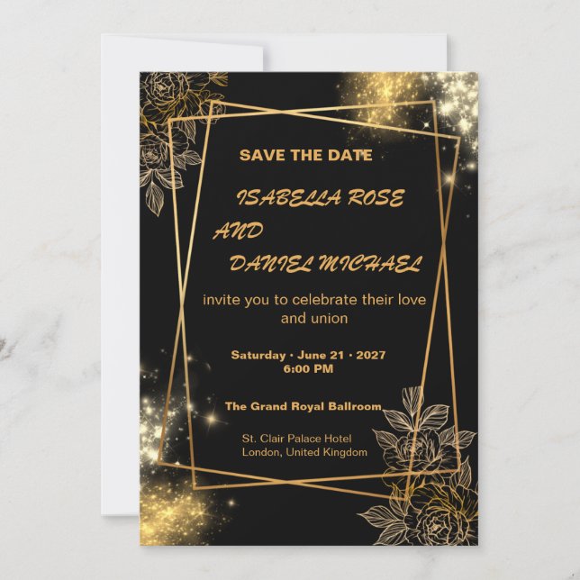 Luxury Gold Save the Date Wedding Card (Devant)