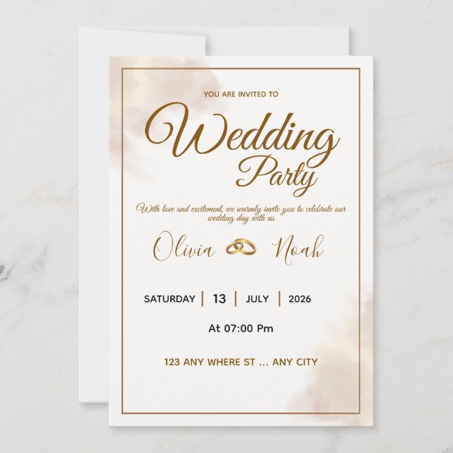 Luxury Gold Script Wedding Invitation (Devant)