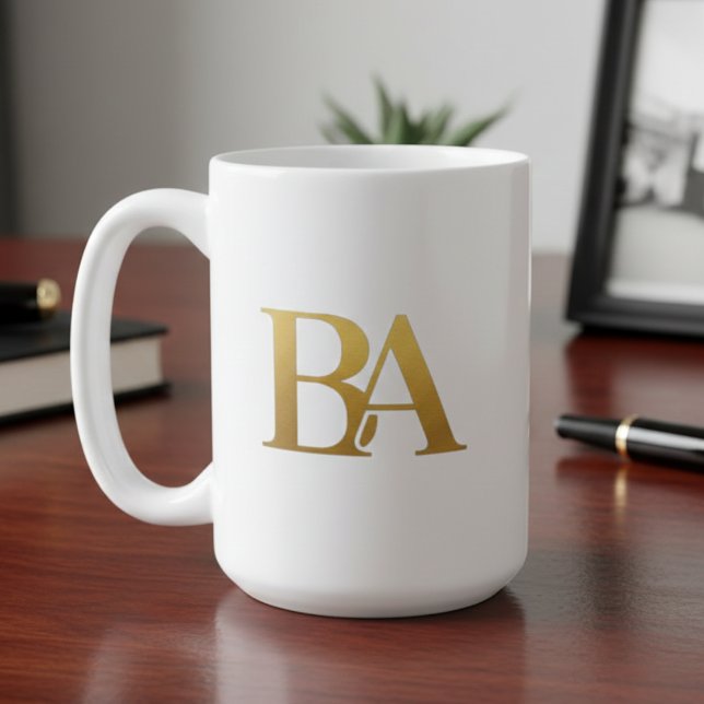 Luxury Law Firm Monogram Coffee Mug | Navy & Gold (Créateur téléchargé)