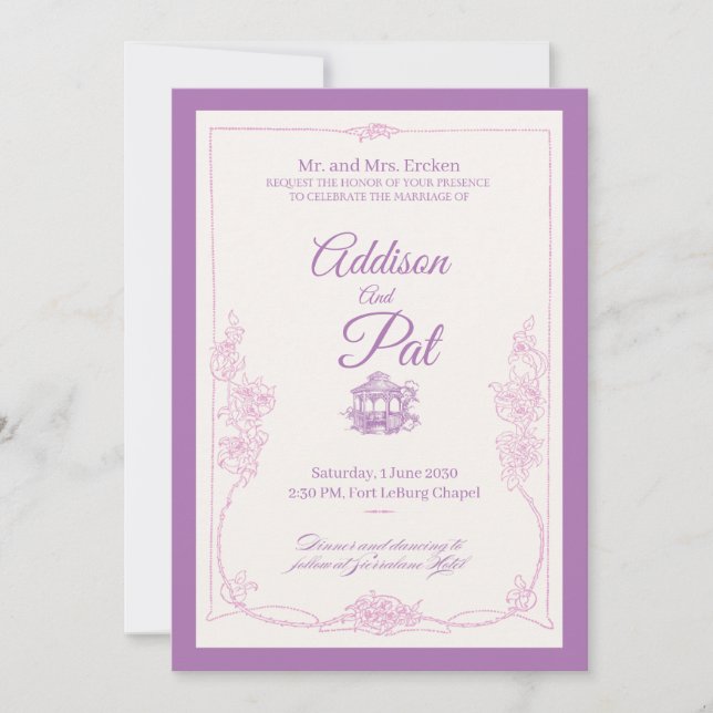 Luxury Light Purple wedding invitation (Devant)