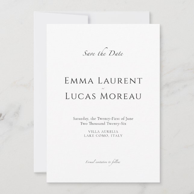 Luxury Minimal Save the Date Elegant Wedding (Devant)