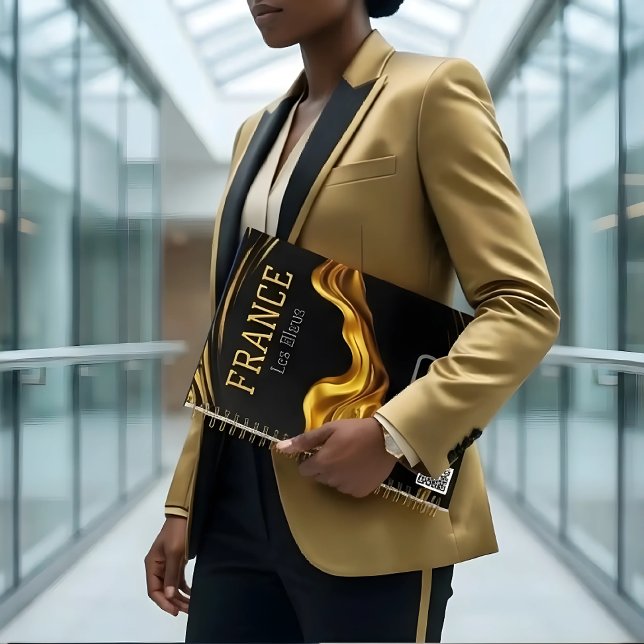 Luxury Noir & Or Liquide | France Les Bleus Edit (Premium corporate style with the 2026 custom gold swirl France notebook. Elevate your workday. 💼⚜️)