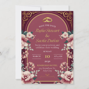 Luxury Pink Floral Wedding Invitation Card