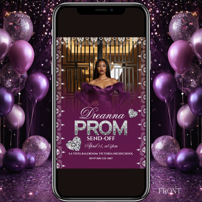 Luxury Purple Elegant Prom Send-Off Invitation (Créateur téléchargé)