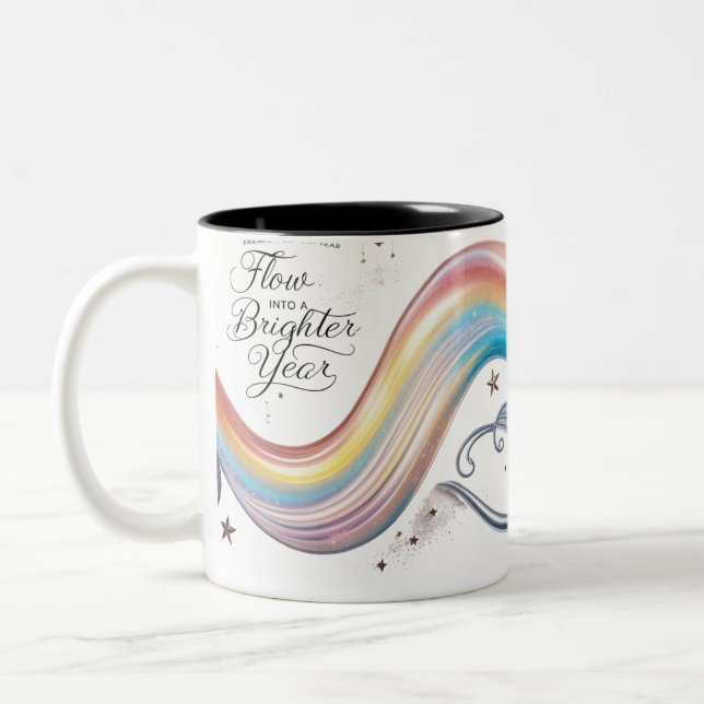Luxury Rainbow Flow Brighter Year Two-Tone Mug (Gauche)
