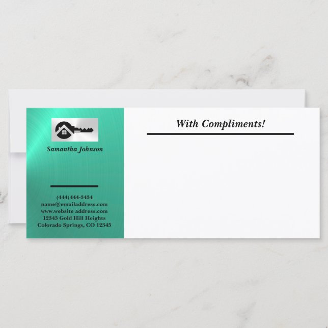 Luxury Turquoise Black Key With Compliments Slip (Devant)