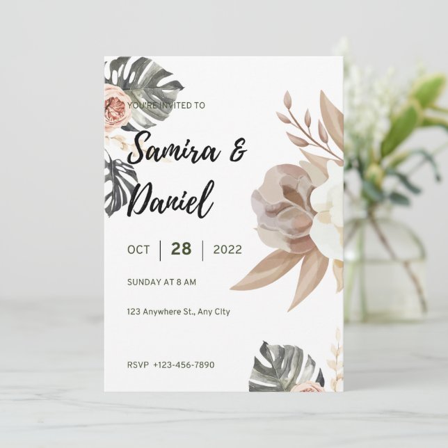 Luxury Wedding Invitation Gold Foil Style (Debout devant)