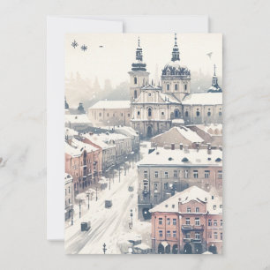 Lviv Holiday Elegance - Carte de Noël Aquarelle