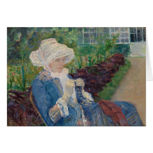 Lydia faisant du crochet dans le jardin à marneux (Devant horizontal)