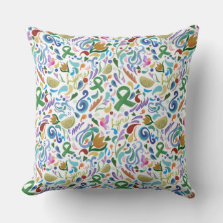 Lyme Coussin de ruban vert de sensibilisation au c