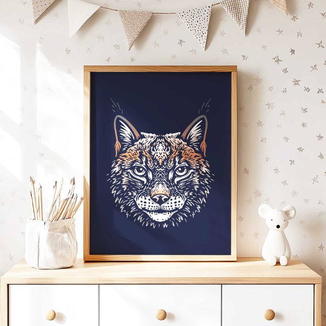 Lynx | Animal de la forêt – Impression murale de l (Woodland Lynx Nursery Wall Art Poster Print by TinkPrints. )