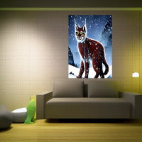 Lynx assise dans la neige | AI Art Poster