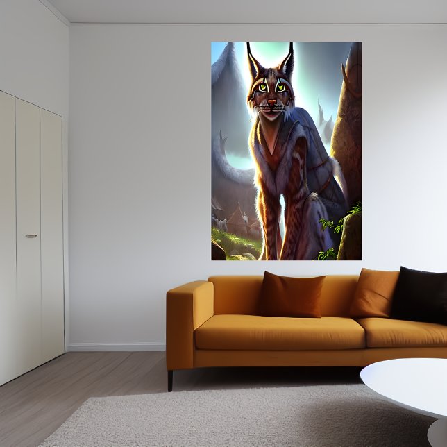 Lynx dans le village viking | AI Art Poster (Créateur téléchargé)