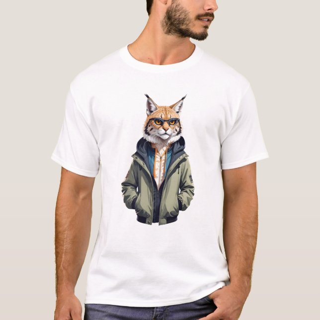 Lynx Portant un Sweat - shirt à capuche drôle Cool (Devant)