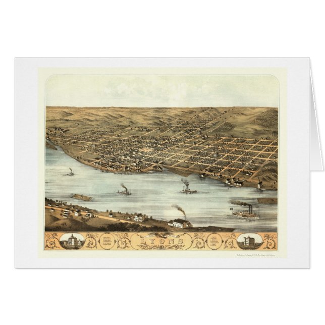 Lyon, carte panoramique d'IA - 1868 (Devant horizontal)