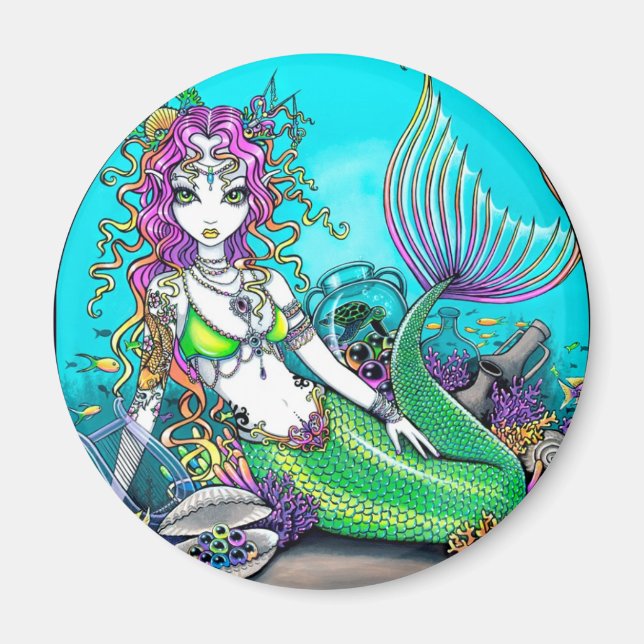 Lyra Tropical Rainbow Mermaid Magnet (Devant)