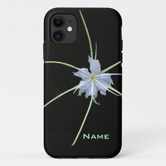 Lys blanc sur étui d'iPhone noir (Dos)