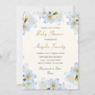 Lys blancs Fleurs Baby showers frais Invitation
