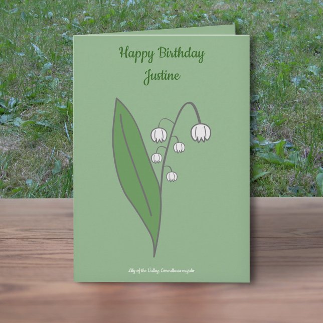Lys botanique de la Vallée Carte d'Anniversaire Fl (Botanical Lily of the Valley Birthday Card)