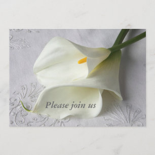 lys calla blancs sur faire-part de mariage de lin