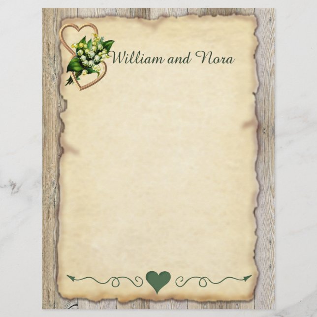 Lys de la Vallée, Coeurs, Vieux Papier, Pays (Devant)