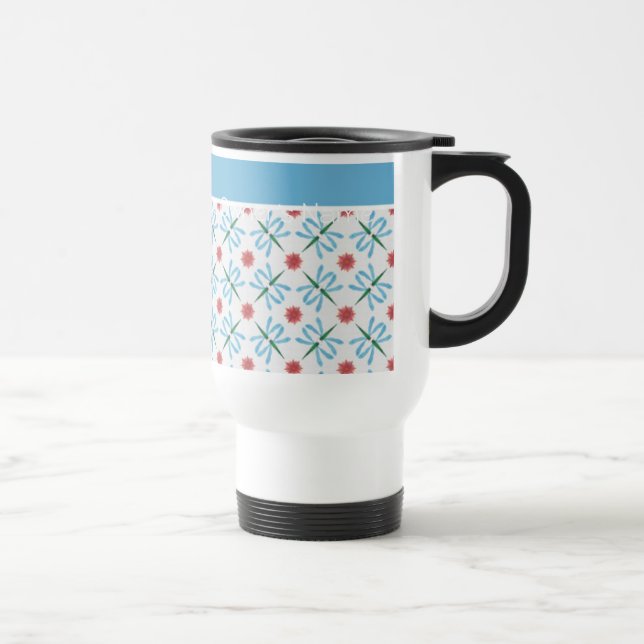 Lys d'eau rose, libellules, Mug de voyage personna (Droite)