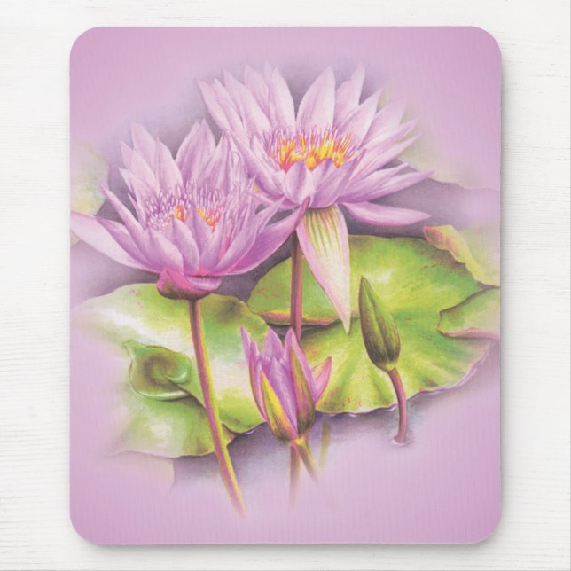 Lys d'eau violet fine art tapis de souris floral (Devant)