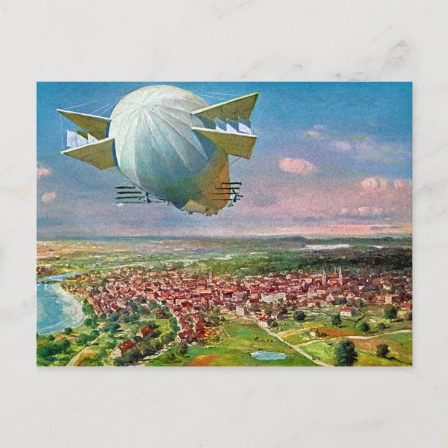 LZ3 Zeppelin Vintage Carte postale 1908 restaurée (Devant)