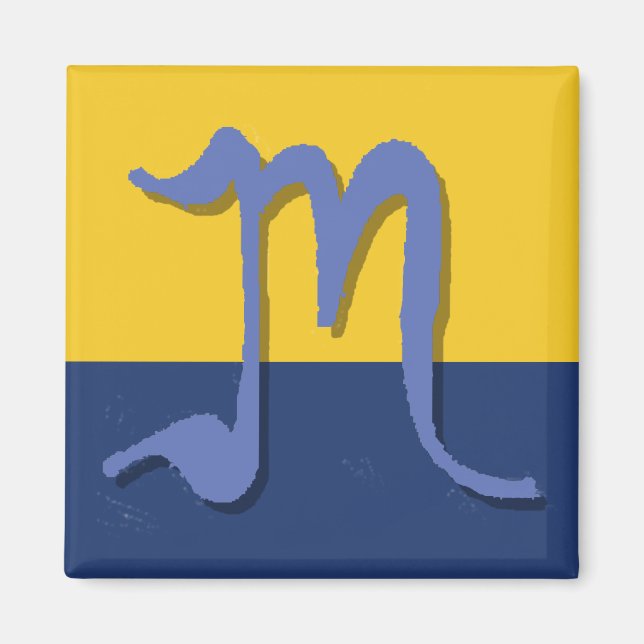 M (Bleu Moyen) Magnet Monogramme (Devant)