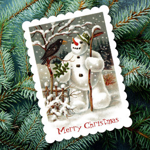 M. Bonhomme de neige et invitation de M. Corbeau