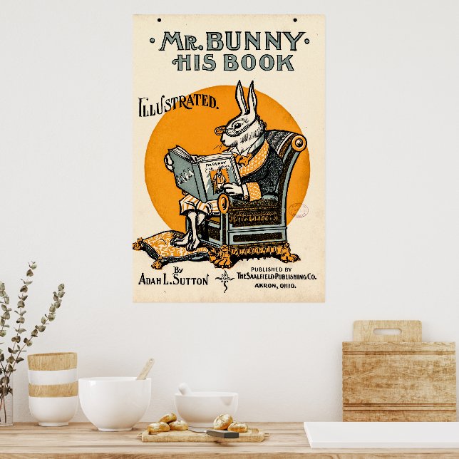 M. Bunny, son livre - Adam L. Sutton Affiche (Cuisine)