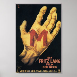 "M" Classic 1931 Horror Movie Poster